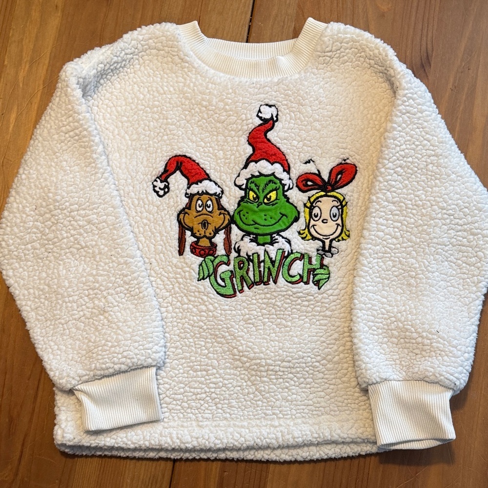 The Grinch White Sherpa Fleece Sweater for Kids